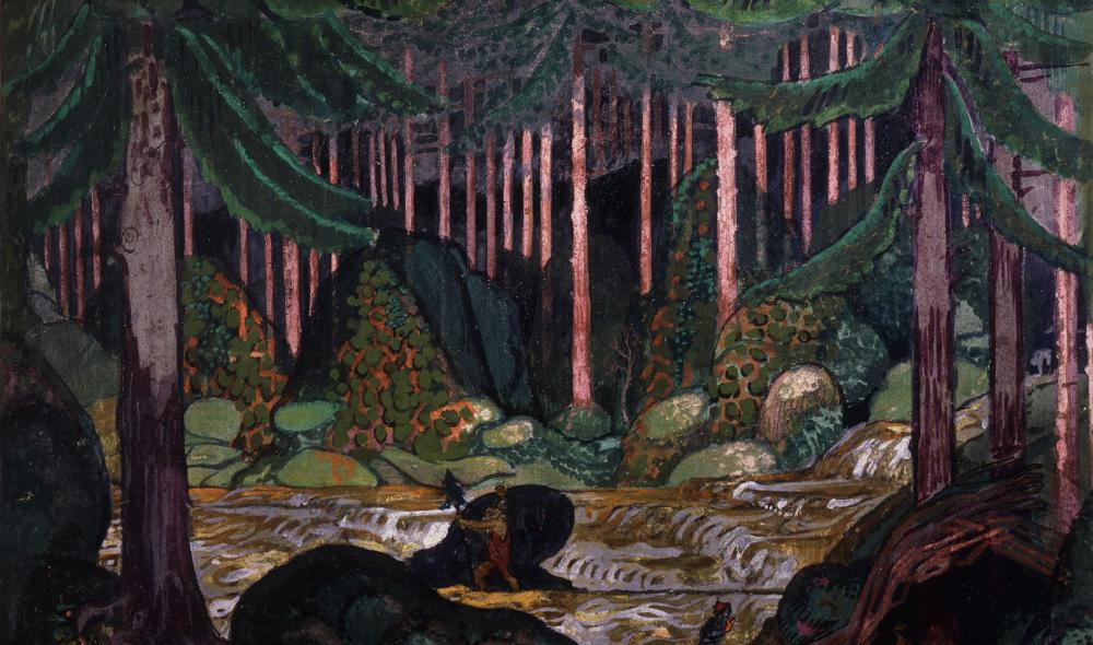 "La Foret 1, Acte 2, scène 3, vers 1920, Décor de l'opéra La légende de Saint Christophe", Saint-Germain-en-Laye musée départemental Maurice Denis